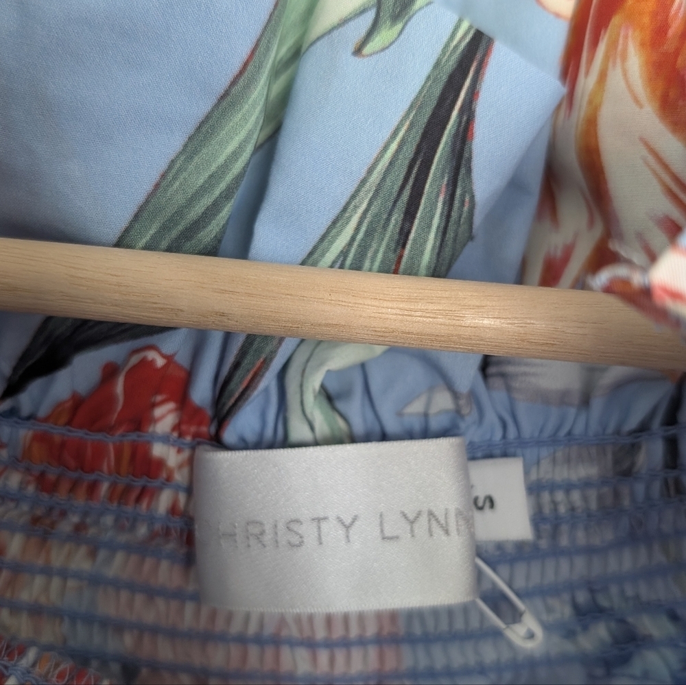 Christy Lynn Women Cotton Floral Printed Off The Shoulder Blouse Blue Size Small - Picture 5 of 10